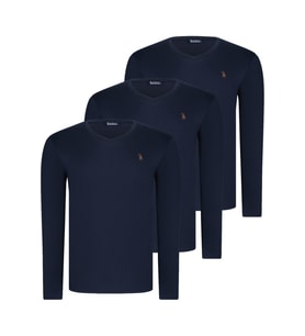 ÜÇLÜ SET T8587 DEWBERRY V YAKA ERKEK SWEATSHIRT-LACİVERT-LACİVERT-LACİVERT