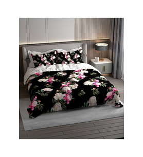 Nevresim Takımı %100 Doğal Pamuk Çift Kişilik 3d Digital Black Flower