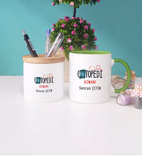Ortapedi Uzmanı Kupa Bardak Yeşil ve Kalemlik