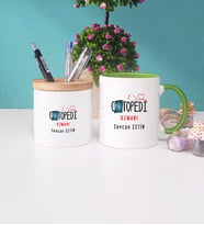 Ortapedi Uzmanı Kupa Bardak Yeşil ve Kalemlik