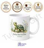 Kaplumbağa Sever Temalı Baskılı Kupa Bardak Hediye Porselen Mug