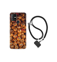 Infinix Hot 9 Kılıf Resimli Desenli Silikon Boyun Askılı Gold Emoji 1877