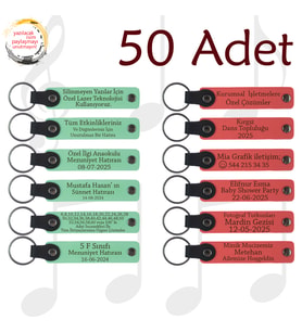Yeşil & Nar Çiçeği, Kurumsal Seminer Katılımcılarına Hediye, 50’li Set, İsim Yazılabilen Anahtarlık