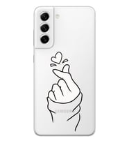 Samsung Galaxy S22 Uyumlu Kalp Desenli Şeffaf Telefon Kılıfı