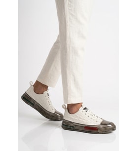 Voyager Beyaz Hakiki Deri Kroko Desenli Kalın Taban Erkek Casual Ayakkabı Sneaker E058 M