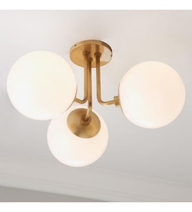 Rsylight Metal Modern Eskitme Kaplama Tavan Plofyoner 3 Lü Opal Camlı Avize
