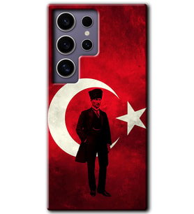 Galaxy S24 Ultra Kılıf HD Desen Baskılı Kılıf - Atatürk Bayrak