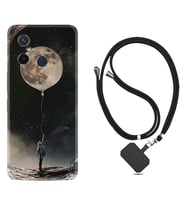 Xiaomi Redmi 12C Kılıf Resimli Boyun Askılı İpli Desenli Silikon Moon Baloon 1368