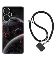 Realme C55 Kılıf Resimli Boyun Askılı İpli Desenli Silikon Series Kara Dünya 1902