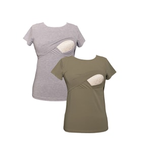 LuvmaBelly MYRA2503_2505 Emzirme tshirt seti (Haki-Gri)