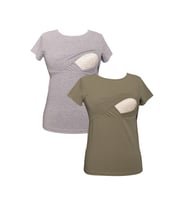 LuvmaBelly MYRA2503_2505 Emzirme tshirt seti (Haki-Gri)