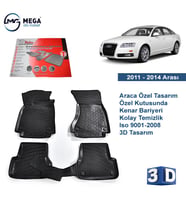 Audi A6 2011-2014 Arası Rizline 3D Havuzlu Paspas (Siyah - Beyaz)