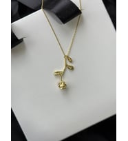 925 Gümüş 14k Gold Kaplama Kaplama Gül Kolye