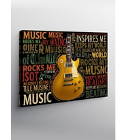 Kanvas Tablo Altın Gitar Posteri