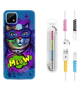 Realme C11 C21 C21Y C25Y C11 2021 Kılıf Kablo Koruma Spiral Silikon Super Meow 1715