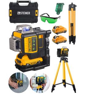 Steiner Alman 36 V 5 Ah Profesyonel Çift Akülü 12 Köşe 360° Otomatik Lazer Hizalama + Tripod Hediyeli
