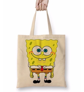 Sünger Bob Bez Çanta Uzun Saplı