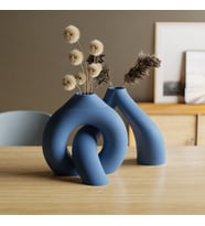 Northcity 3D Baskı Interlocking Vazo - İç İçe Geçen Dekoratif Vazo-Mavi