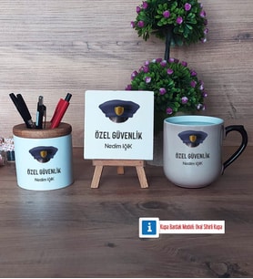 Özel Güvenlik Görevlisi Dekoratif Taş, Kalemlik, Sihirli Oval Kupa Bardak Hediye
