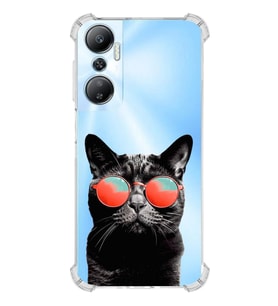 PrintiFy İnfinix Hot 20 Uyumlu Kedi 3 Baskılı Şeffaf Köşe Korumalı Antişok Kılıf