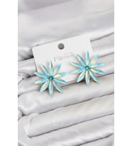 Buz Mavisi Kristal Taşlı Lotus Model Kadın Küpe 5886 - SSSSSS6967-1336