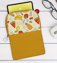 BK Gift Meyveler Tasarımlı Taşınabilir Koruyucu Tablet Kılıfı & Organizer Çanta - Sarı-2