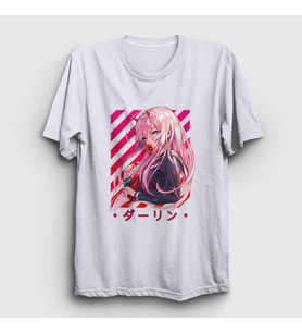 Presmono Unisex Beyaz Zero Two V2 Darling In The Franxx T-Shirt 483193tt