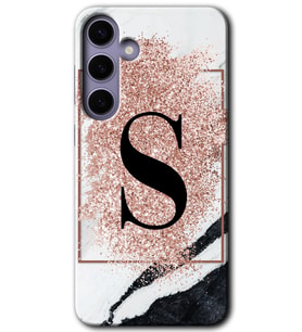 Galaxy S24 Kılıf HD Desen Baskılı Kılıf - Pembe Mermer Desenli S Harfi