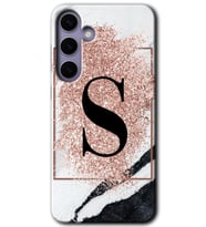 Galaxy S24 Kılıf HD Desen Baskılı Kılıf - Pembe Mermer Desenli S Harfi