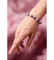 Ametist - Pembe Kuvars Taşı Bileklik - 8 mm