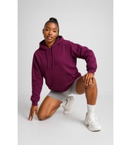 Kadın Kapüşonlu Cepli Mor Polar Sweatshirt