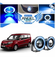 Fiat Doblo D4 Uyumlu, Universal Mercekli Led Angel Sis Farı, 76mm Buz Mavi Renk