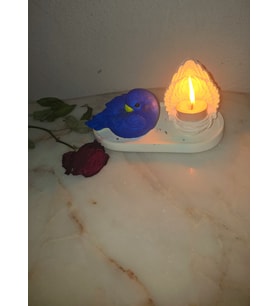 3'lü Dekoratif Kuş Seti Kuş Biblo, Melek Kanatlı Tealight Mumluk ve Tepsi El Yapımı Ev Dekoru