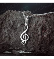 925 Ayar Gümüş Sol Anahtarı Motifli Müzik Temalı Erkek Kolye