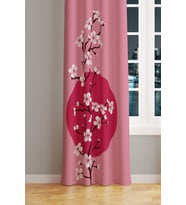Blossom Japan 1 Desenli Süet Oturma Odası Salon Fon Perde Baskılı Ekstrafor Büzgü TEK KANAT PRD-1106