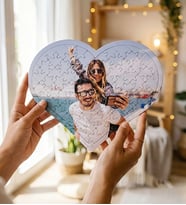 Kişiye Özel Resimli Fotoğraf Kalp Puzzle
