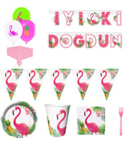 Flamingo Temalı Doğum Günü Süsleri Masa Seti Parti Seti Full Set 8 Kişilik-