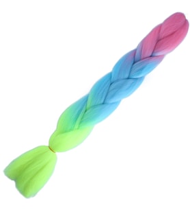 Afrika Örgülük Ombreli Sentetik Saç 100 Gr. - Pembe / Açık Mavi / Neon Sarı