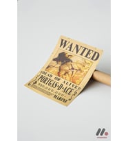 One Piece Portgas D Ace Wanted Poster, Çerçevesiz Yüksek Kalite Duvar Afişi - Anime
