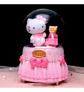 Hello Kitty Happy Temalı Orta Boy Işıklı Müzikli Kar Küresi