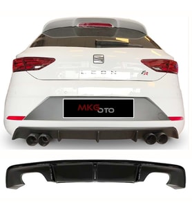 Seat Leon Mk3.5 Custom Difüzör Piona Black 2017 2018 2019 2020 Sağ Sol Çift Egzoz Çıkışlı