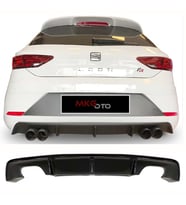 Seat Leon Mk3.5 Custom Difüzör Piona Black 2017 2018 2019 2020 Sağ Sol Çift Egzoz Çıkışlı