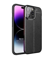 Microsonic Apple iPhone 14 Pro Max Kılıf Deri Dokulu Silikon Siyah