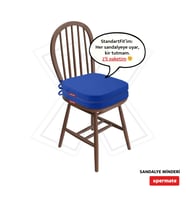 XPERMATE 2'li StandartFit Oval Sandalye Minderi Fermuarlı Yıkanabilir Kılıf Bağcıklı Su ve Yağ İtici 42x42x5 cm (Mavi)