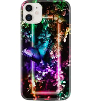 Apple iPhone 11 12 13 Mini Kılıf Desemli Silikon Butterfly Neon 1684