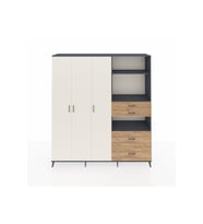 Hyperion Dolap 12 Raflı 4 Çekmeceli Tek Askılı 220x44x243 Antrasit-Aytaşı/Çam