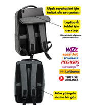 Seyahat Sırt Çantası 40cm 40x25x15 cm Pegasus, Wizz Air, Ryanair, El Valizi Koltuk Altı Valizi