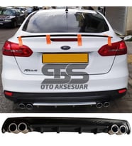 Ford Focus 3 Difüzör Arka Tampon Eki 4 Egzoz Çıkışlı Siyah Lüx Tip