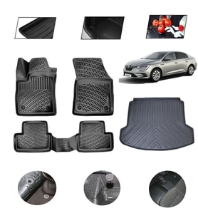 Renault Megane 4 Sedan Çift Kulaklı 2021 Model 4D Bagaj Paspas Set