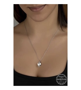 Ucarticaret S-warovski Crystal Taşlı Oval Gümüş Kadın Kolye